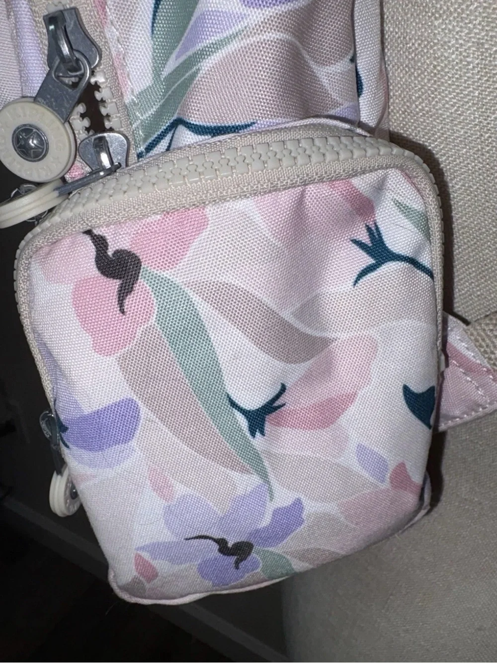 Kipling Women’s Pink Floral Pastel Backpack with Monkey Charm